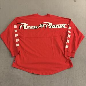 Disney Pixar Toy Story Pizza Planet Spirit Jersey Long Sleeve Shirt Small Red